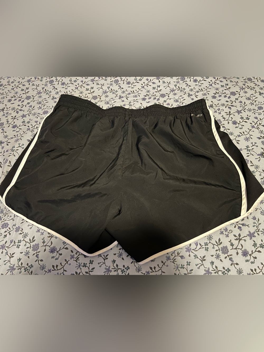 Black Nike Dri-Fit Women's Athletic Shorts with White Trim - Picture 3 of 4